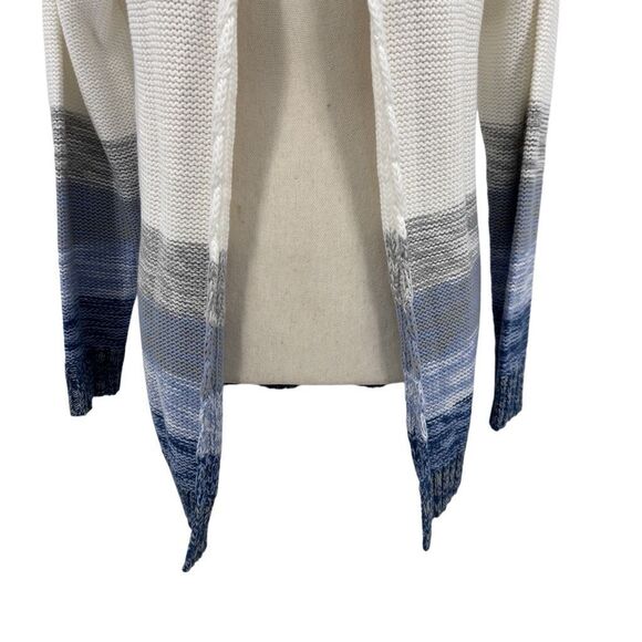 Lola Ombre Knit Stripe Open Front Hooded Cardigan Sweater M Cottage Boho Beach - Picture 7 of 13